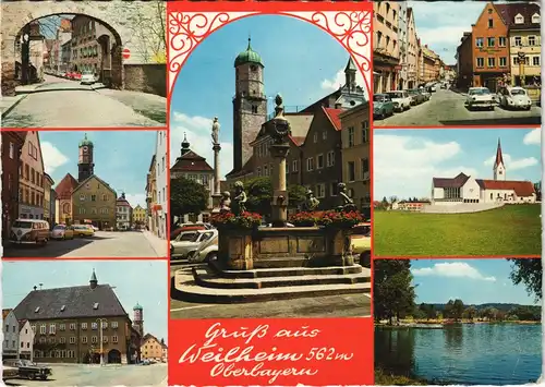 Ansichtskarte Weilheim (Oberbayern) Mehrbildkarte mit Ortsansichten 1974