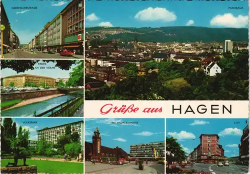 Ansichtskarte Hagen (Westfalen) Mehrbildkarte mit 6 Ortsansichten 1968