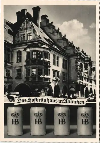Ansichtskarte München Hofbräuhaus, HB Bierkrüge 1950/0000