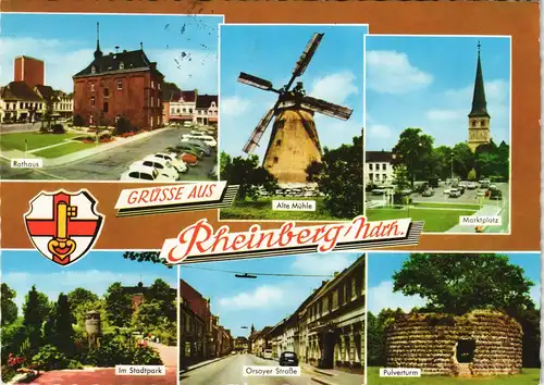 Ansichtskarte Rheinberg Mehrbild-AK mit Mühle, Rathaus, Marktplatz uvm. 1974