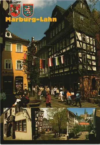 Marburg an der Lahn Strassen Ansicht belebte Fußgängerzone 1980