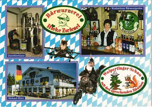Zwiesel Mehrbildkarte mit H. Hieke Bärwurzerei Destillerie 1990