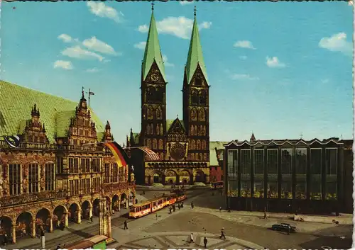 Ansichtskarte Bremen Rathaus Vorplatz mit Tram Straßenbahn 1969