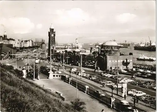 Ansichtskarte St. Pauli-Hamburg Landungsbrücken und Hafen Panorama 1965