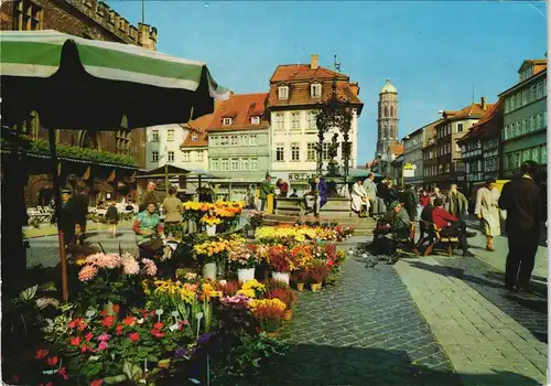 Ansichtskarte Göttingen Blumenmarkt am Gänselieselbrunnen 1988