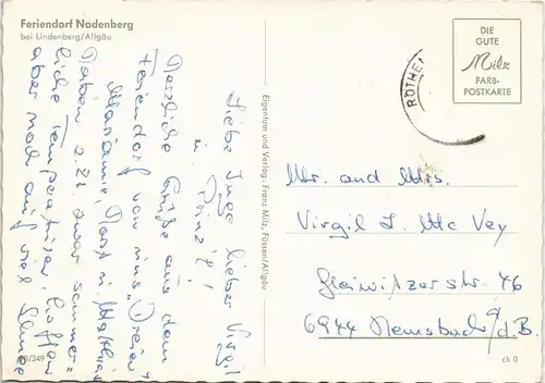 Ansichtskarte Nadenberg (Dorf)-Lindenberg (Allgäu) Feriendorf 1968