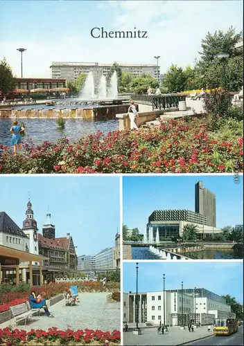 Chemnitz Karl-Marx-Platz, Rosenhof, Stadthalle und Hotel Kongress, Stadtbad 1988