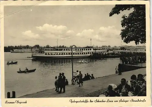 Vegesack-Bremen Fahrgastschiffe der Schreiber-Linie am Anleger Strandstraße 1952