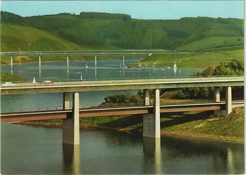 Attendorn Blick auf Doppelstockbrücke, Dumicketal und Talbrücke Sondern 1980