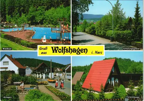 Wolfshagen (Harz) Mehrbildkarte mit Waldbad, Erholungsgebiet Ferienhäuser 2000