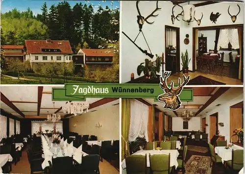 Haaren (Bad Wünnenberg) Hotel Pension Jagdhaus Mehrbild-AK Innen & Außen 1973