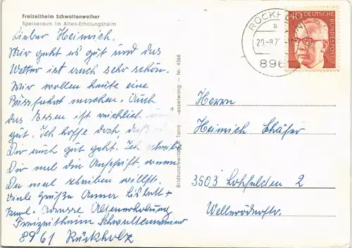 Nesselwang Freizeitheim Schwaltenweiher Speiseraum im Alten-Erholungsheim 1970