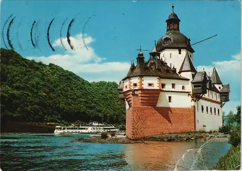 Ansichtskarte Kaub Panorama-Ansicht mit Rhein und Pfalz 1977