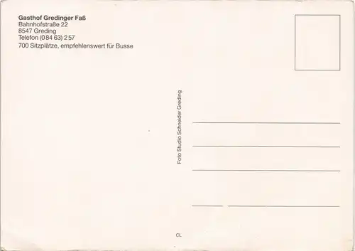 Ansichtskarte Greding Gasthaus Gredinger Faß 1978
