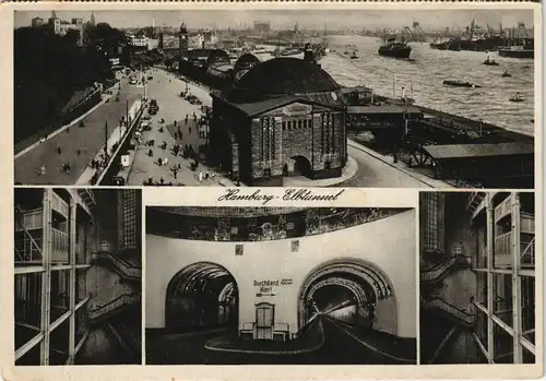 Ansichtskarte St. Pauli-Hamburg Elbtunnel - Außen - Aufgänge 4 Bild 1935