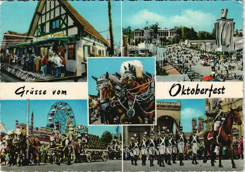Ansichtskarte München Oktoberfest Zelt, Einzug - Feststempel 1966