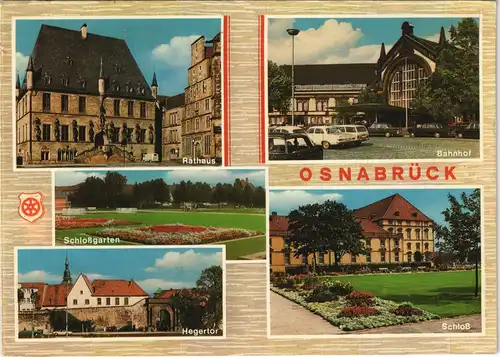 Osnabrück Mehrbild-AK mit Rathaus, Bahnhof, Schloß Garten, Hegertor 1970
