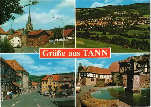 Ansichtskarte Tann Mehrbild-AK mit Ortseingang, Marktplatz, Teilansicht 1980