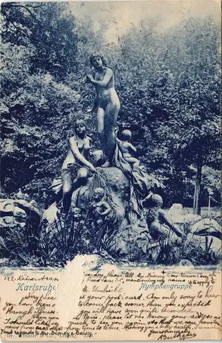 Ansichtskarte Karlsruhe Park mit Nymphengruppe Denkmal 1900