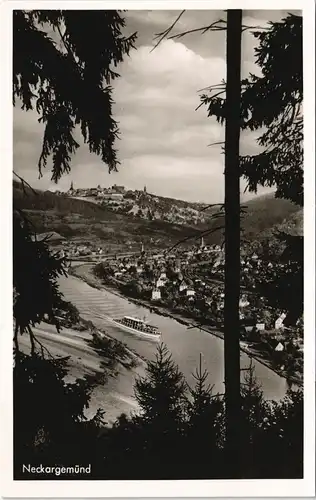 Ansichtskarte Neckargemünd Panorama-Ansicht mit Neckar Schiff 1930