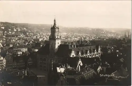 Ansichtskarte Stuttgart Rathaus und Fernsicht, Fotokarte 1926