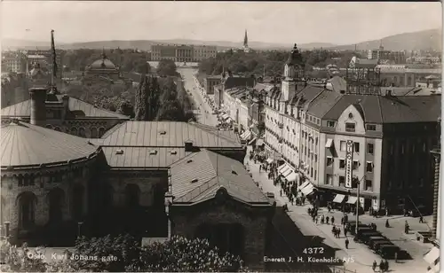 Oslo Kristiania Karl Johans gate, Panorama Strassen Ansicht 1940