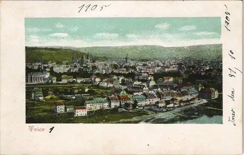 Ansichtskarte Trier Blick auf die Stadt 1905 Passepartout