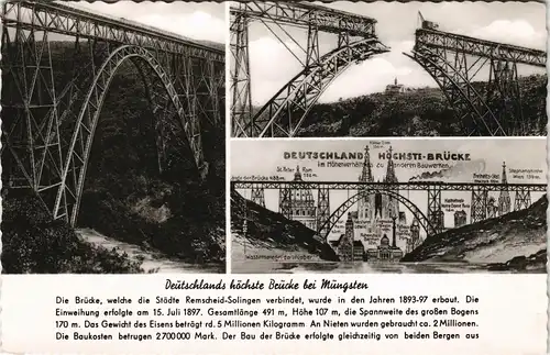 Remscheid Müngstener Brücke 3 Bild Größenvergleich, im Bau 1963