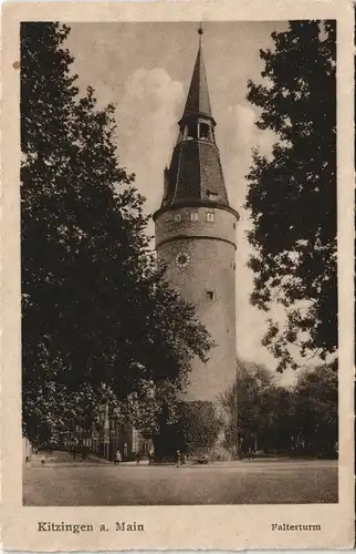 Ansichtskarte Kitzingen Straßenpartie am Falterturm 1928