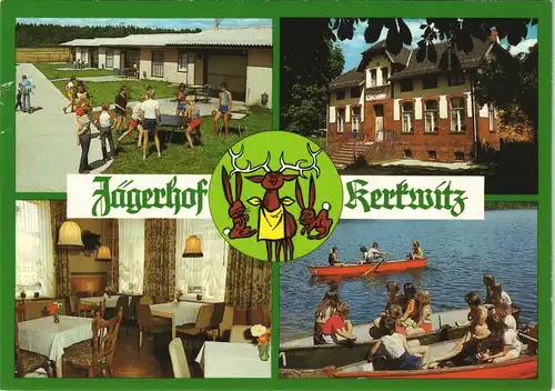 Kerkwitz Jägerhof Kerkwitz - Außen- und Innenansicht, Bootsfahrrer 1986
