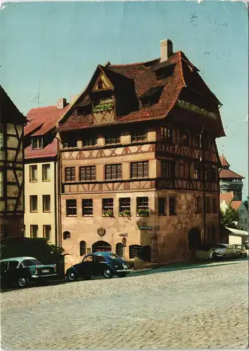 Ansichtskarte Nürnberg Albrecht-Dürer-Haus, Autos ua. VW Käfer 1967