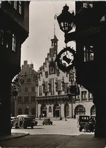 Ansichtskarte Frankfurt am Main Durchblick zum Römer, Autos 1959