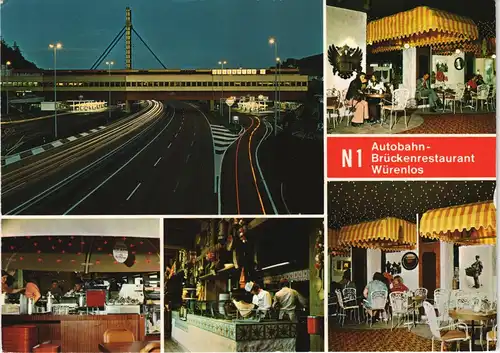 .Schweiz Autobahn N1 Brückenrestaurant Würenlos Mehrbild-AK 1980