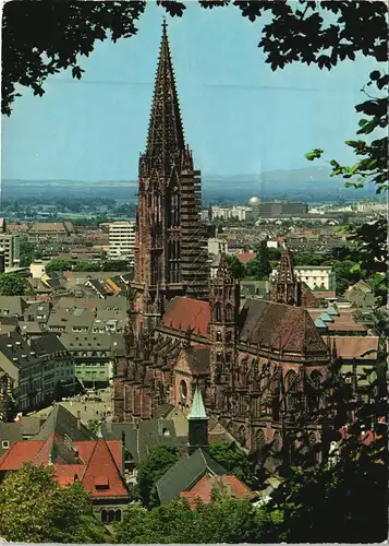 Ansichtskarte Freiburg im Breisgau Münster mit eingerüsteten Turm 1977