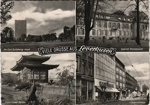 Ansichtskarte Leverkusen Hochhäuser - Park, Nobelstraße, Schloß 1966