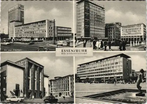 Essen (Ruhr) Mehrbild-Ak mit Oper, Gildenplatz, An der Freiheit - VW Käfer 1962