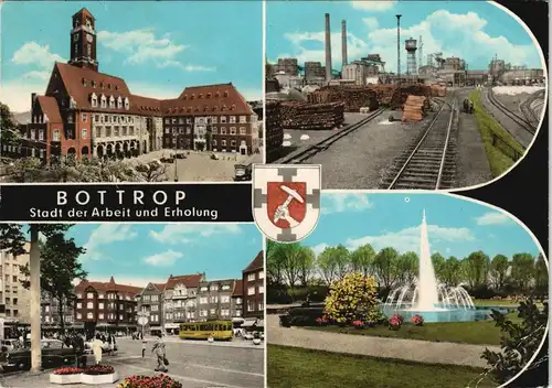 Ansichtskarte Bottrop Rathaus, Fabrik, Park, Straße 1972