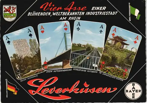 Ansichtskarte Leverkusen Vier Asse Bayer, Park, Autobahn 1966