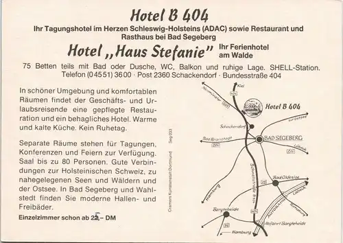 Bad Segeberg Hotel Haus Stefanie Ferienhotel B 404 Reklame-Sammelkarte 1970