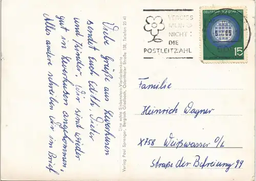 Leverkusen Mehrbild-AK Stadtteilansichten VW Käfer vor Sparkasse u. Löwe 1965