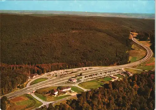 Rohrbrunn-Weibersbrunn Luftaufnahme Autobahnraststätte im Spessart 1970
