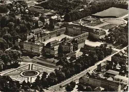 Ansichtskarte Ludwigsburg Luftbild-AK mit Gartenschau Blühendes Barock 1969
