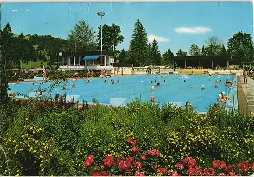 Ansichtskarte Fischen im Allgäu Freibad Alpenschwimmbad 1980