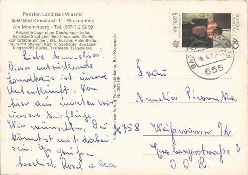 Winzenheim-Bad Kreuznach Mehrbildkarte Pension Landhaus Wiesner 1975