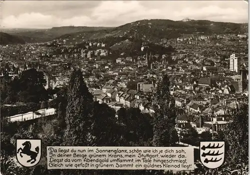 Ansichtskarte Stuttgart Panorama Blick zum Birkenkopf 1955