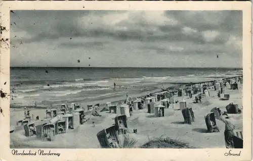 Ansichtskarte Norderney Strand, Strandleben 1953