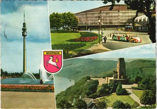 Dortmund Mehrbild-AK mit Stadtteilansichten ua. Westfalenhalle 1970