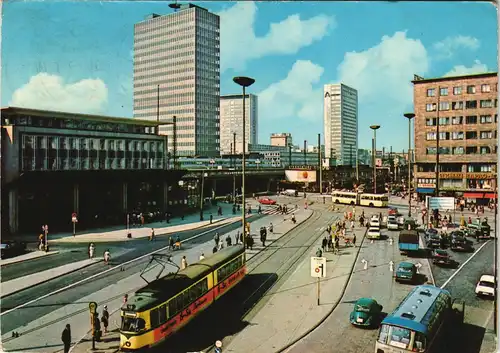 Ansichtskarte Essen (Ruhr) Bahnhofsplatz, Tram - Bus- VW Käfer 1966