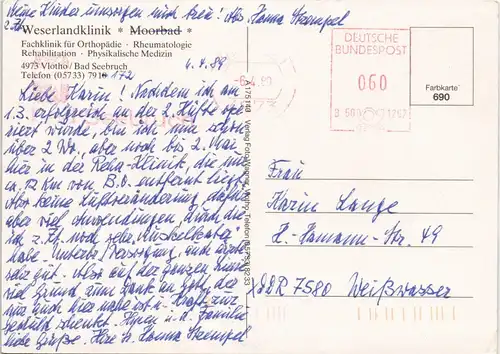 Ansichtskarte Vlotho WESERLANDKLINIK Ortsteil Bad Seebruch Mehrbildkarte 1989