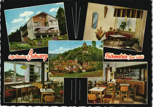 Falkenstein (Bayerischer Wald) Café-Pension Schwarz Mehrbildkarte 1965/1962